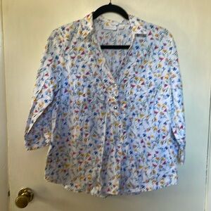 New York & Company blouse. Floral. White with multicolored flowers. Large. Nice